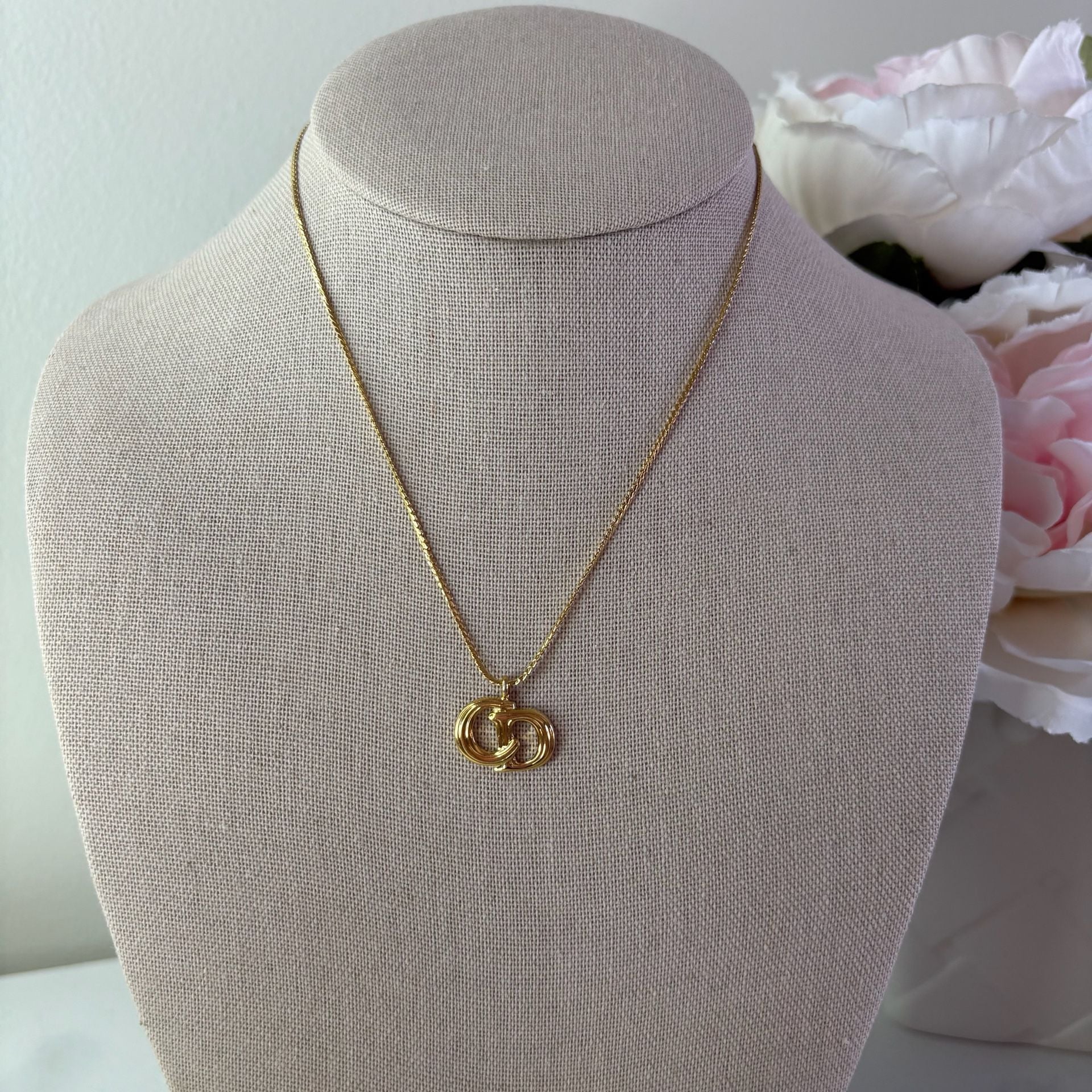Vintage Christian Dior Cd Logo Necklace With Pendant
